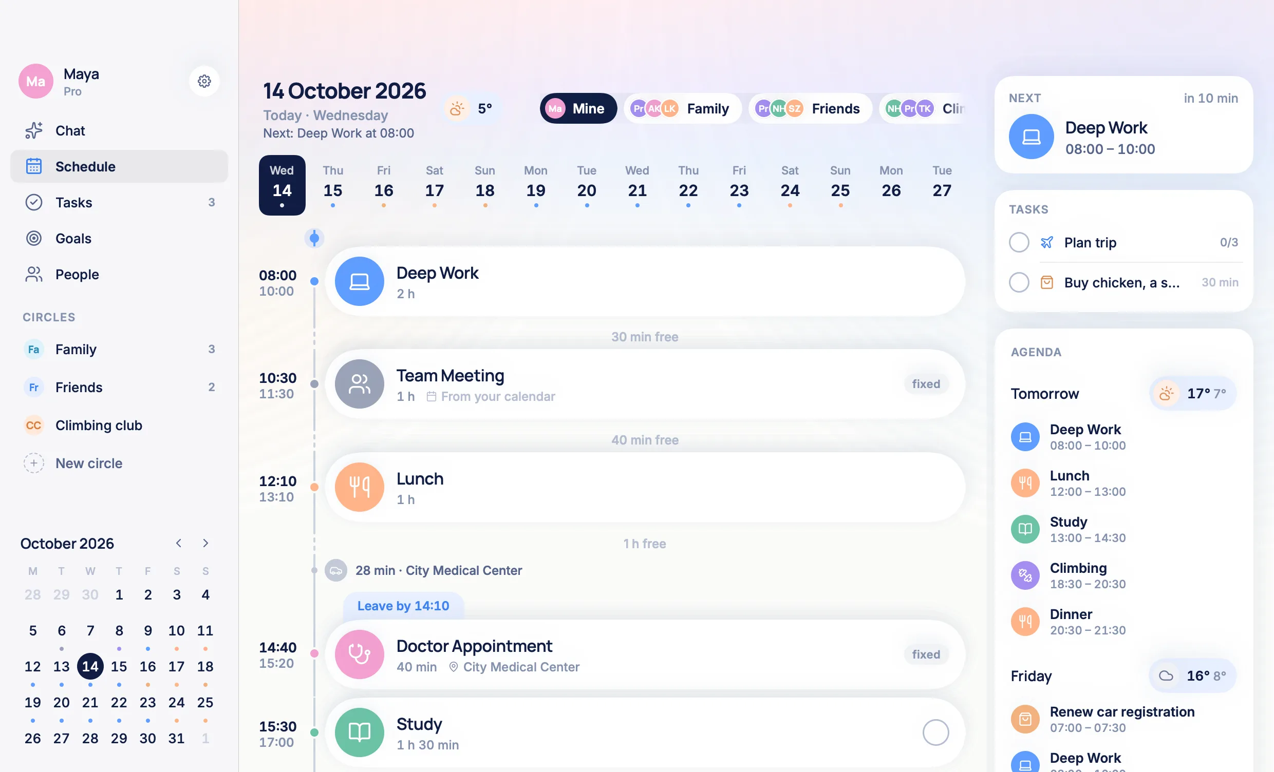 TimeLoop for Mac: a full day on its hours, with what is next and the coming days beside it