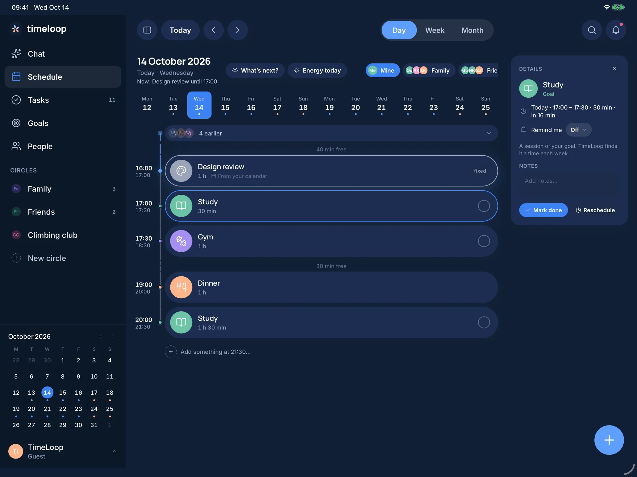The same screen in dark mode, to the pixel